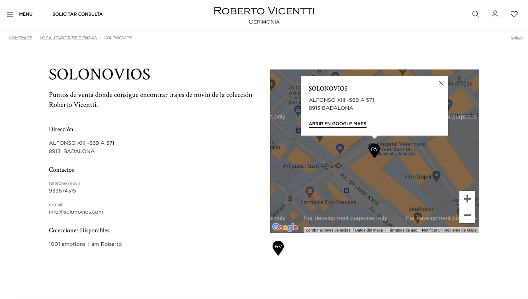 puntos de venta donde la marca Roberto Vicentti est presente