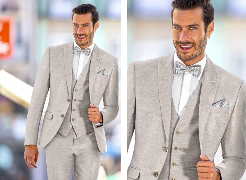 plain beige wedding suit