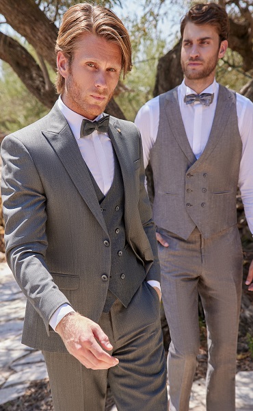 gray linen groom suit